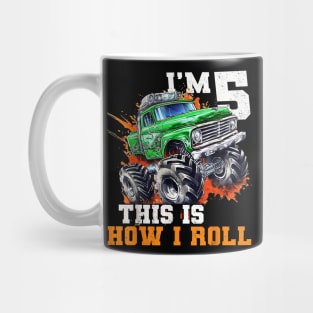 5 Year Old 5th Birthday Monster Truck Car Themed for Boy Mug